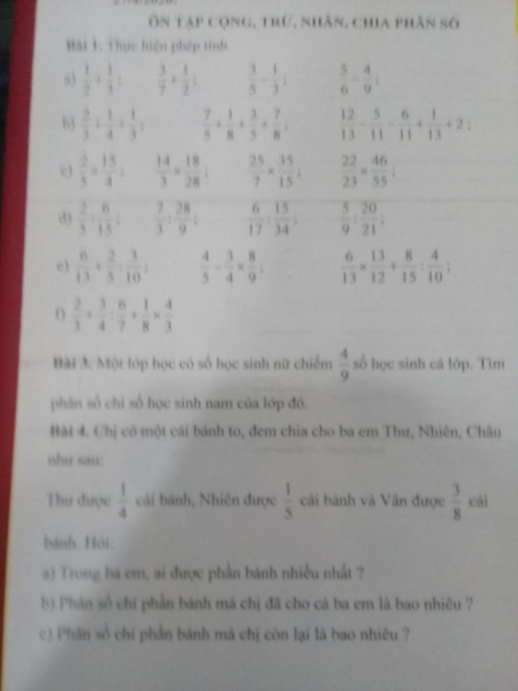 ON TAP CONG, TRU, NHAN, CHIA PHAN SO Hai 1 thựe hiện phép tinh 12 5 6 1 13  11 11 13 25 35 7 15 6 15 17 34 22 46 23 55 5 20 9 21 6 13 8 4 13 12 15 10  14 18