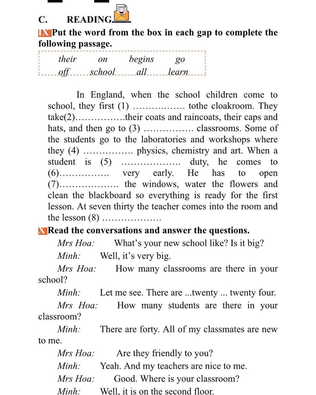 С. IX Put the word from the box in each gap to complete the following ...