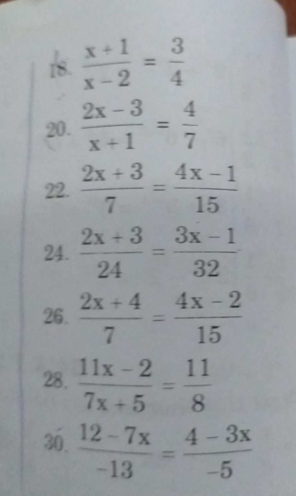 20. 22. 24. 26. 28. 30. x+1 3 X-2 4 2x-3 4 x+1 07 2x+3 4x-1 7 15 2x+3 ...