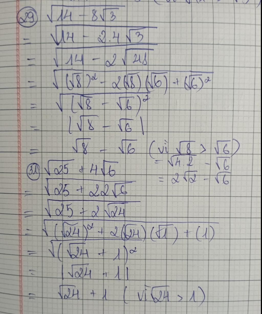 29 √14-8√3 UH 11 1 11 13 7 11 CIL 2√ HS √(√8 )ª - 268) (√6) + (√6) ² √ ...