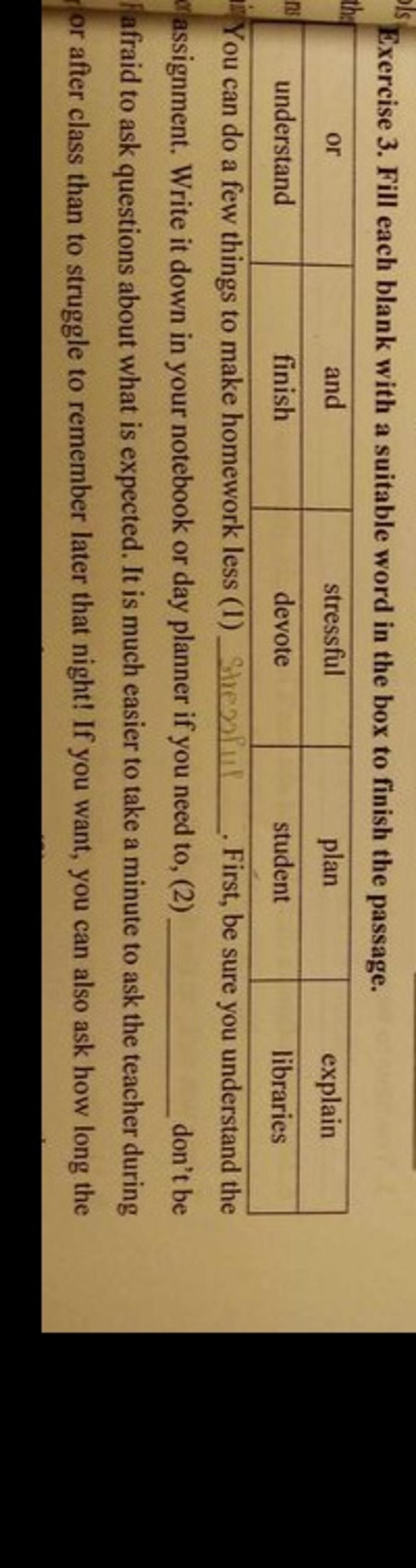 ols Exercise 3. Fill each blank with a suitable word in the box to ...