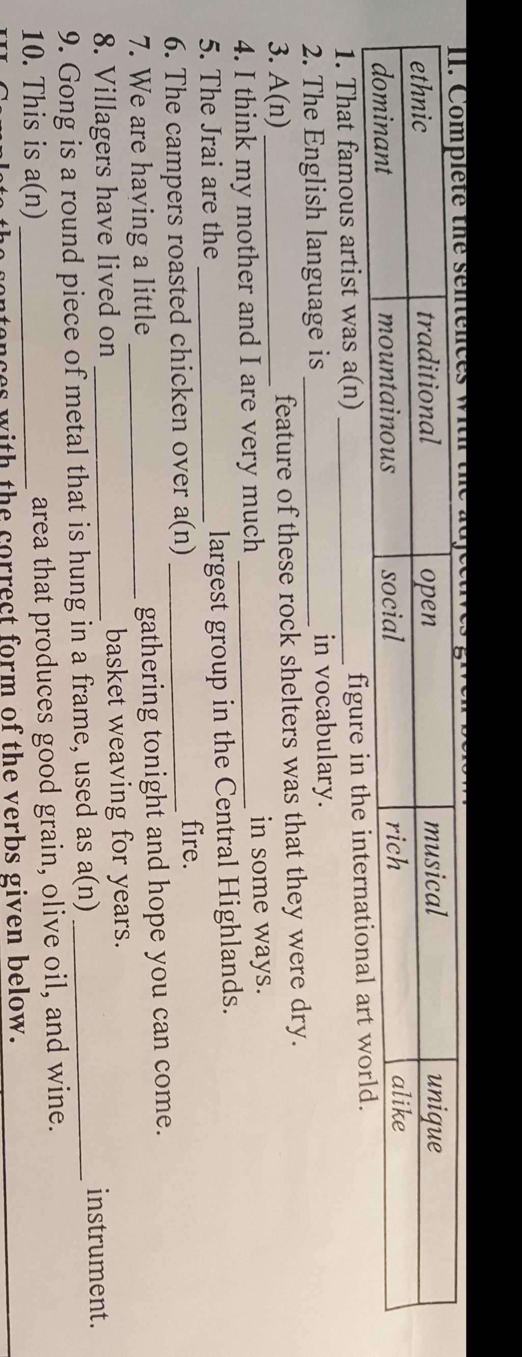 II. Complete the senten ethnic dominant 1. That famous artist was a(n ...