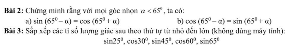 Cos650 Bài 2: Chứng minh rằng với mọi góc nhọn a