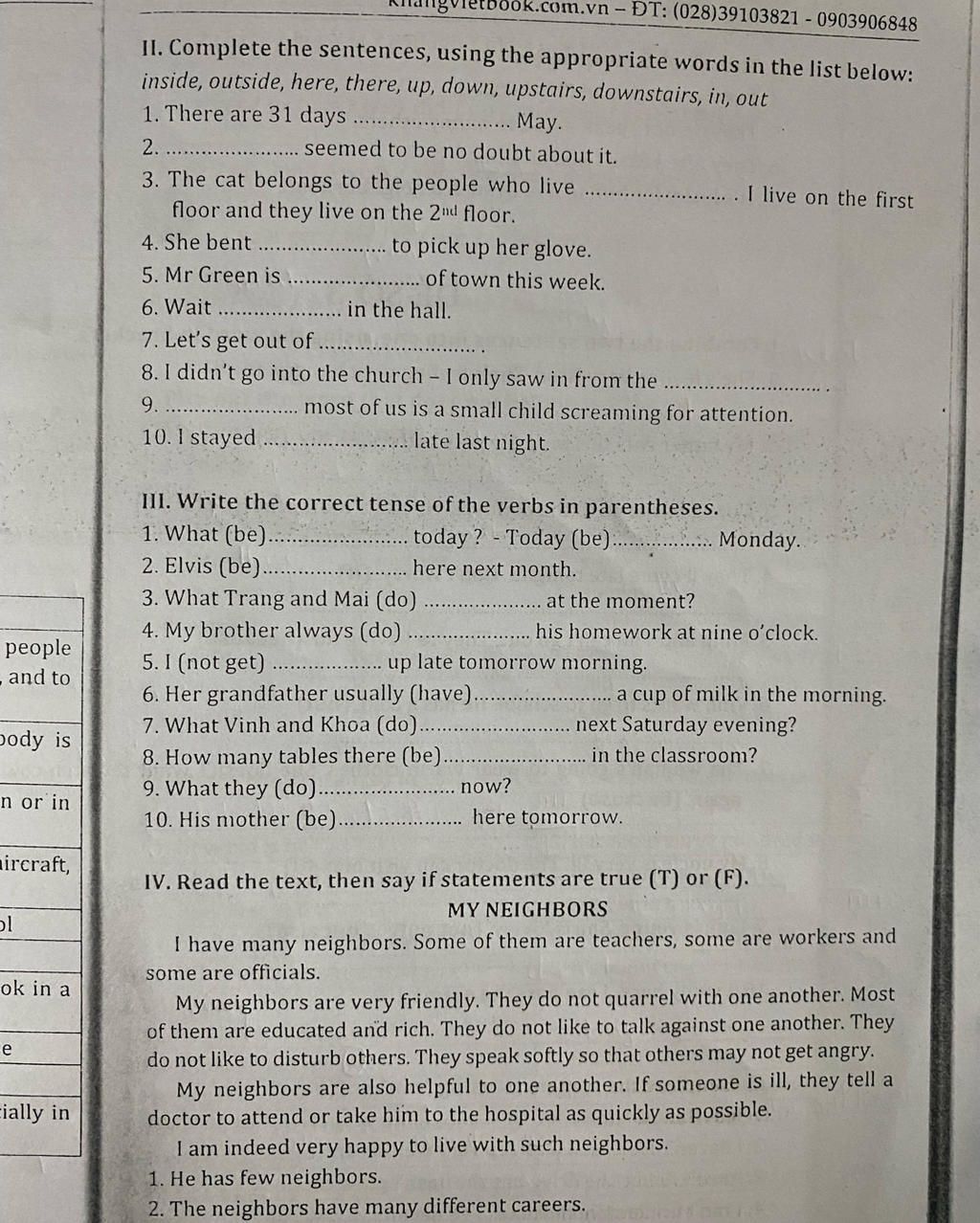 k.com.vn - DT: (028)39103821 - 0903906848 II. Complete the sentences ...