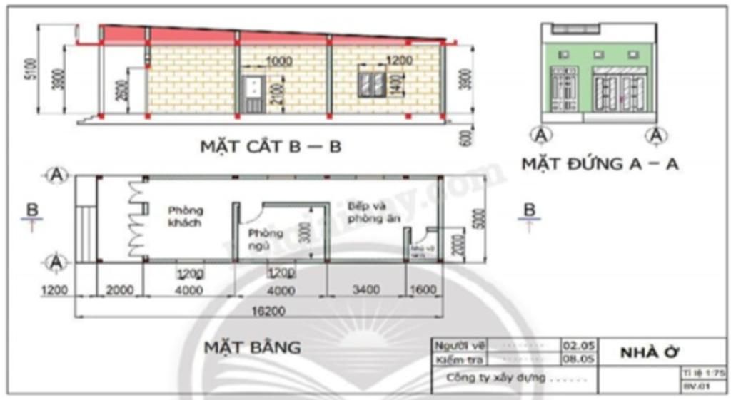 Đọc bản vẽ nhà hình 3.4 sách ctst Làm giúp em với ạ chiều nộp 15p r :(B ...