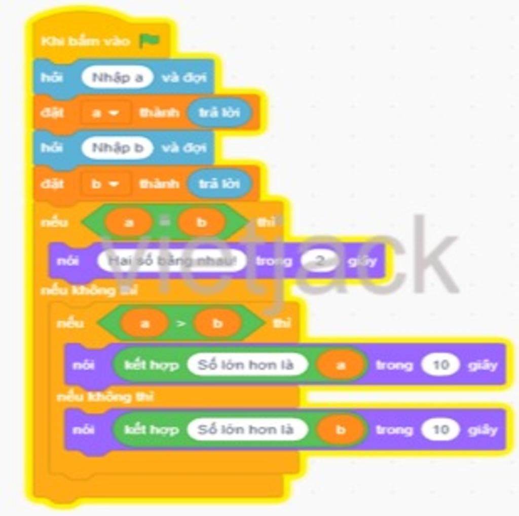 Cho chương trình Scratch dưới đây , hãy vẽ sơ đồ khối mô tả thuật toán ...